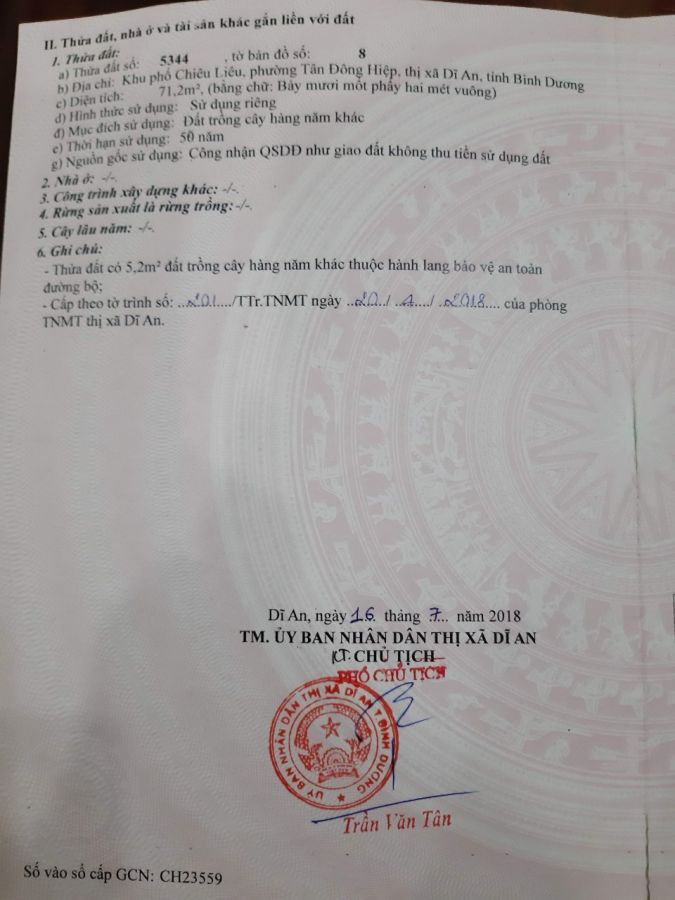 Cần Bán Lô Đất Tại Đường Lê Thị Út Gần Ngã Tư Chiêu Liêu Phường Tân Đông Hiệp , TP Dĩ An .